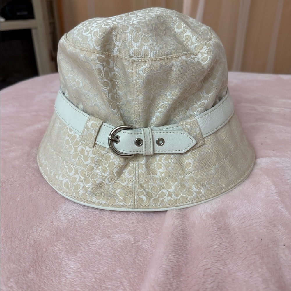 Coach Cream monogram logo Bucket Hat